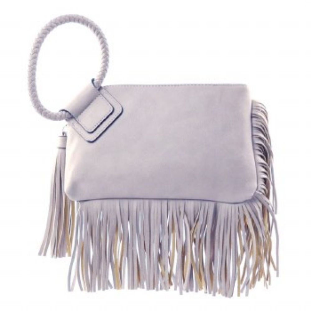 Grey Wristlet with Tassels All Around for Women- Vegan